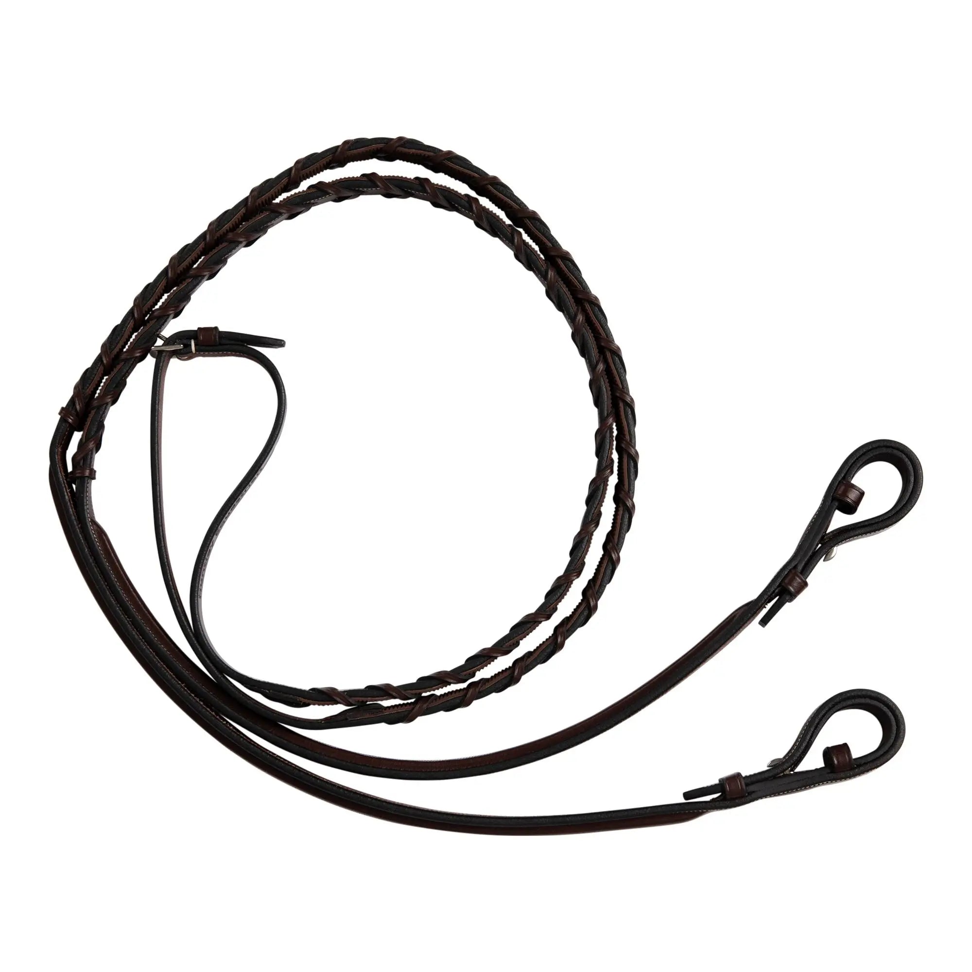 Huntley Equestrian Fancy Stitched Rubber Lined Laced Reins, Size Full