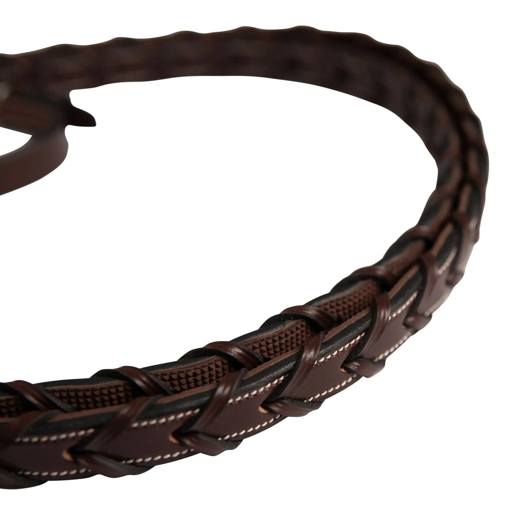 Huntley Equestrian Fancy Stitched Rubber Lined Laced Reins, Size Full